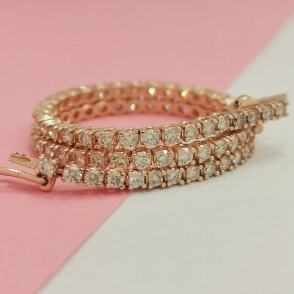 6 CT Round Cut VVS1 Tennis Bracelet 14K Yellow Gold 7 Inch Wedding Bracelet